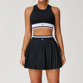 Dior rose women's tennis skirt sets (black)