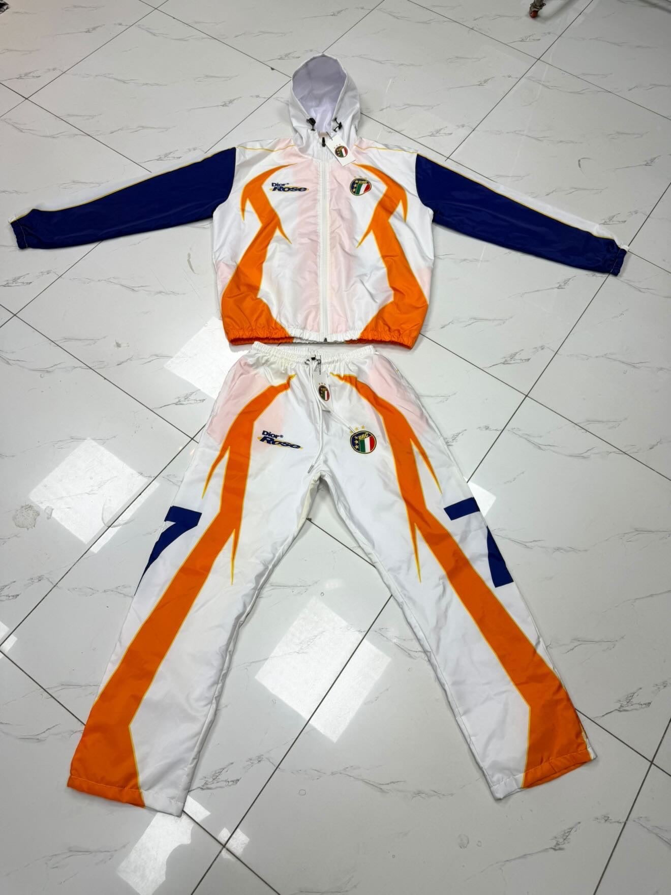 (white/org) Dior rose Olympic edition track pants