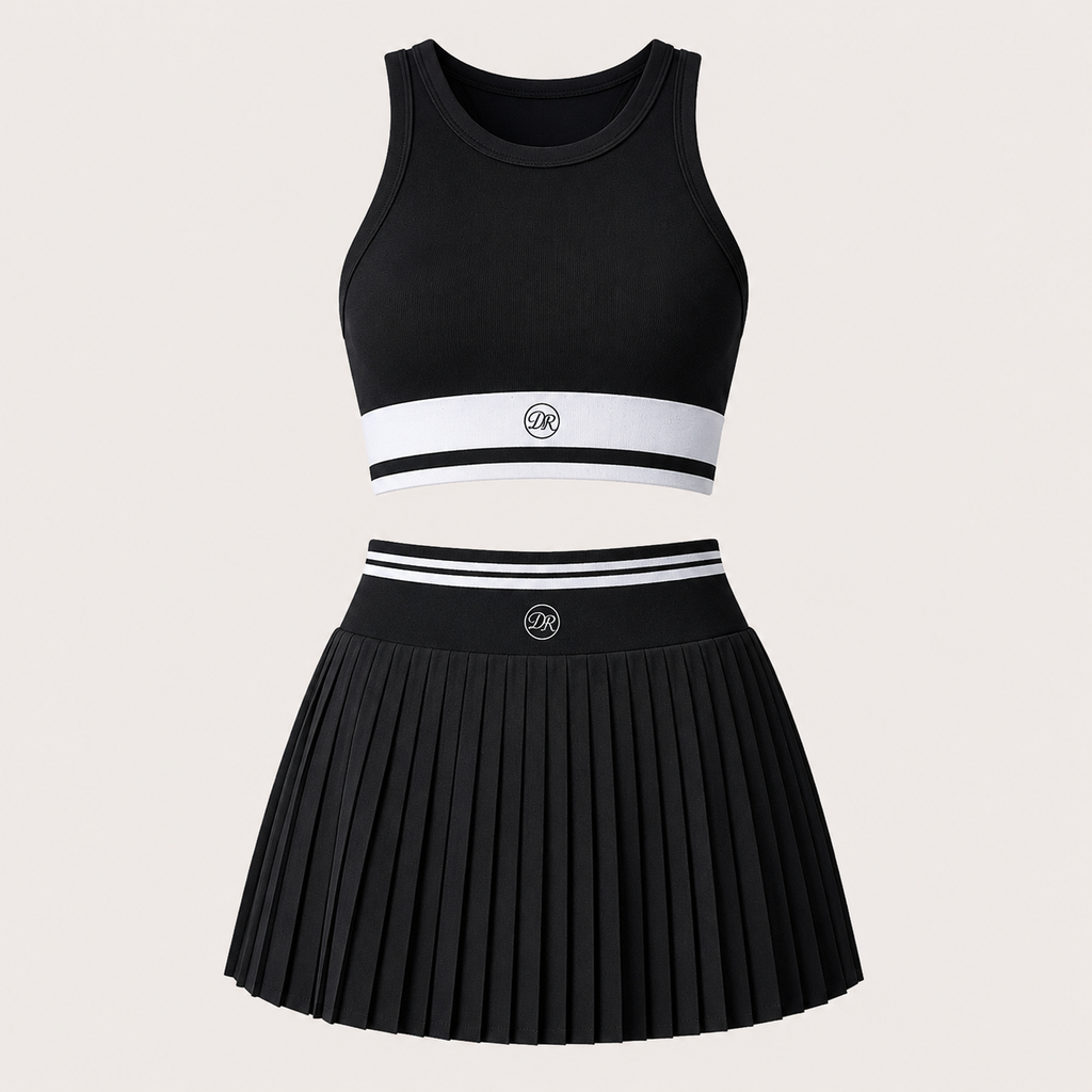 Black Women's Tennis Skirt Sets