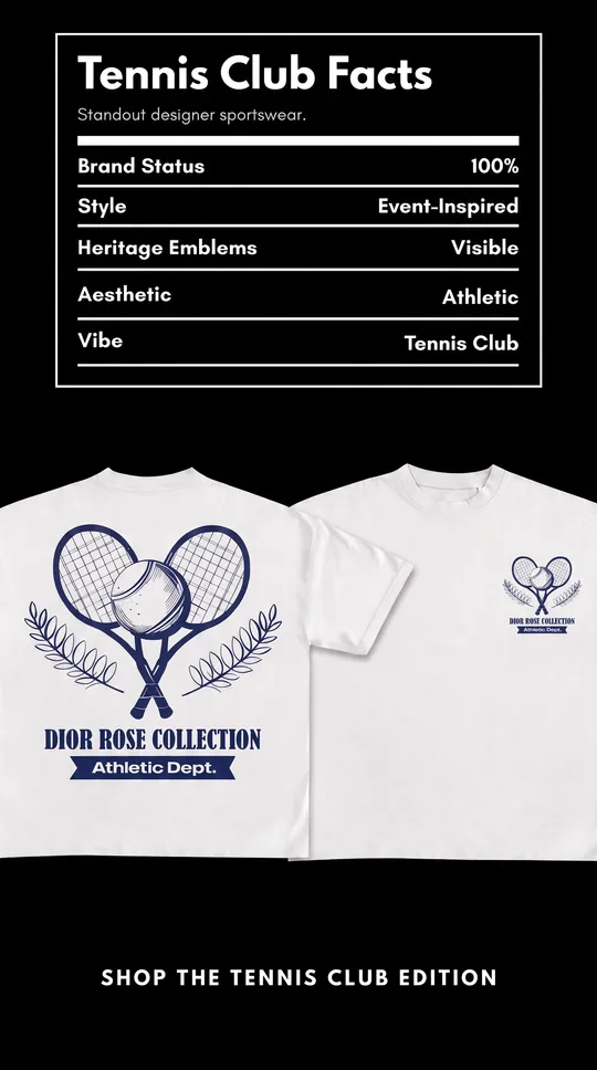Navy Dior Rose Tennis Club T-Shirt