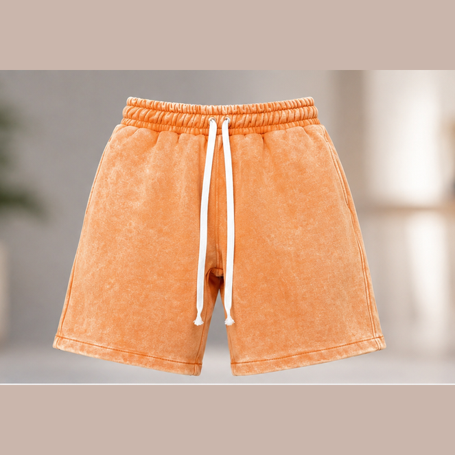 Orange Crystal Wash Shorts